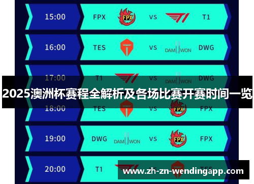 2025澳洲杯赛程全解析及各场比赛开赛时间一览