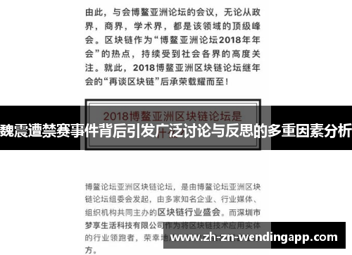 魏震遭禁赛事件背后引发广泛讨论与反思的多重因素分析 魏震遭禁赛事件背后引发广泛讨论与反思的多重因素分析